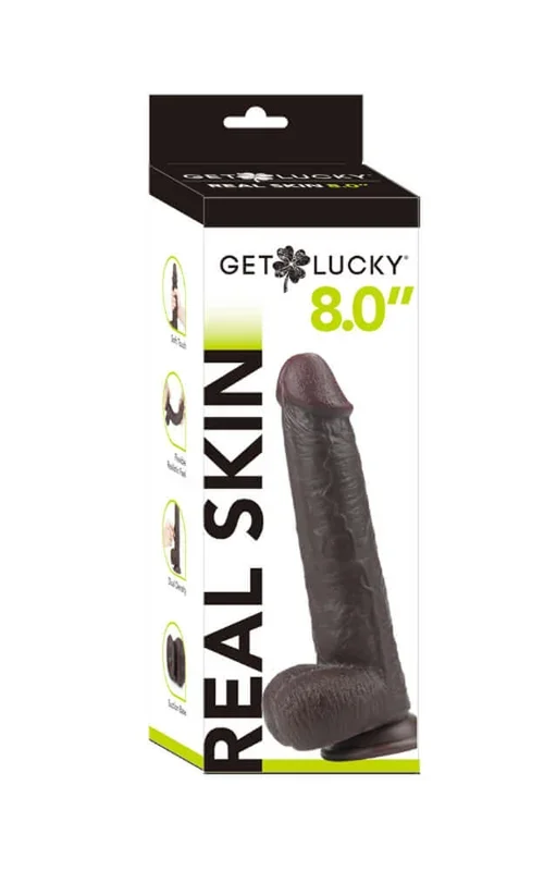 Get Lucky 8 Inch Dual Layer Dong Dark Brown