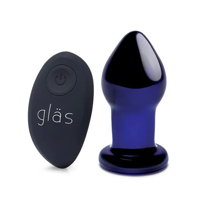 Glas 3.5″ Rechargeable Vibrating Butt Plug – Blue