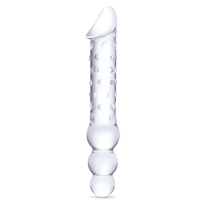 Glas Double Ended Glas Dildo with Anal Beads 12in – Clear
