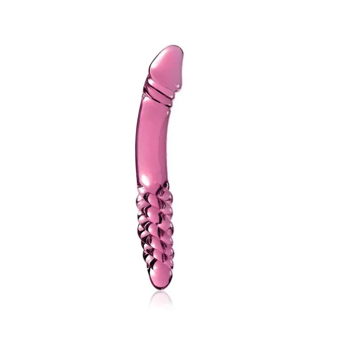 Glass dildo “No. 57” with stimulating structure – handmade 23 cm (pink)