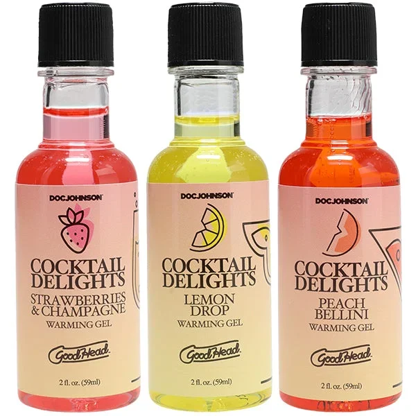 Goodhead Cocktail Delights Peach Bellini, Strawberries Champagne, and Lemon Drop 3 Pack 2 Oz.