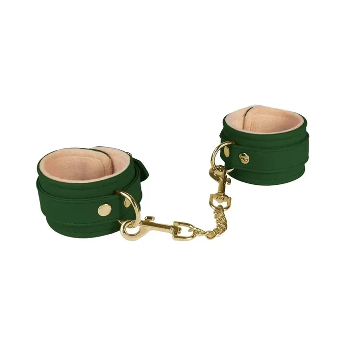 Green PU Ankle Cuffs With Plush Lining