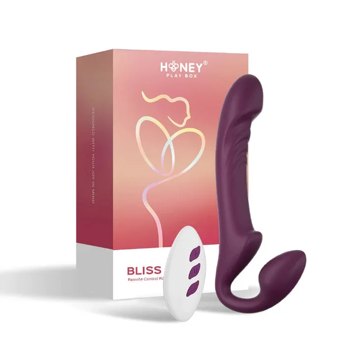 Honey Play Box Bliss Rotating Head Wearable Remote Control Rechargeable Silicone Vibrating Strap-On