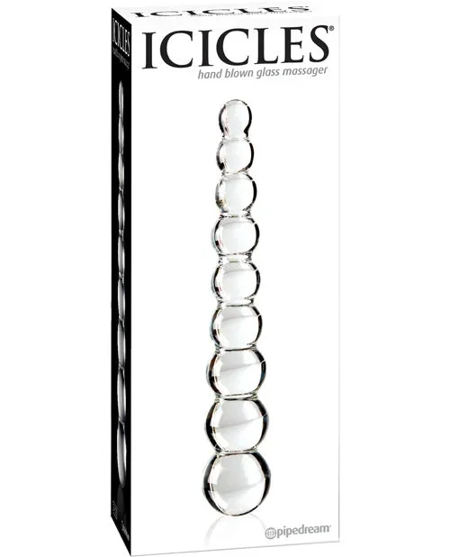 Icicles No. 2 Hand Blown Glass Massager – Clear Rippled