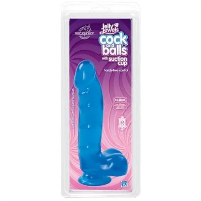Jelly Jewels – Cock and Balls With Suction Cup – Blue