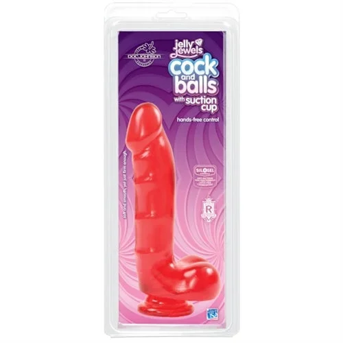 Jelly Jewels – Cock and Balls With Suction Cup – Red