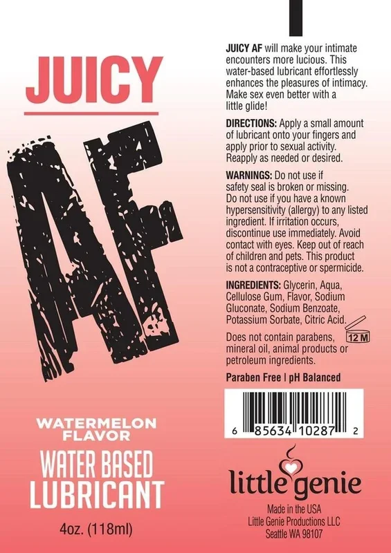 Juicy AF Water Based Flavored Lubricant Watermelon