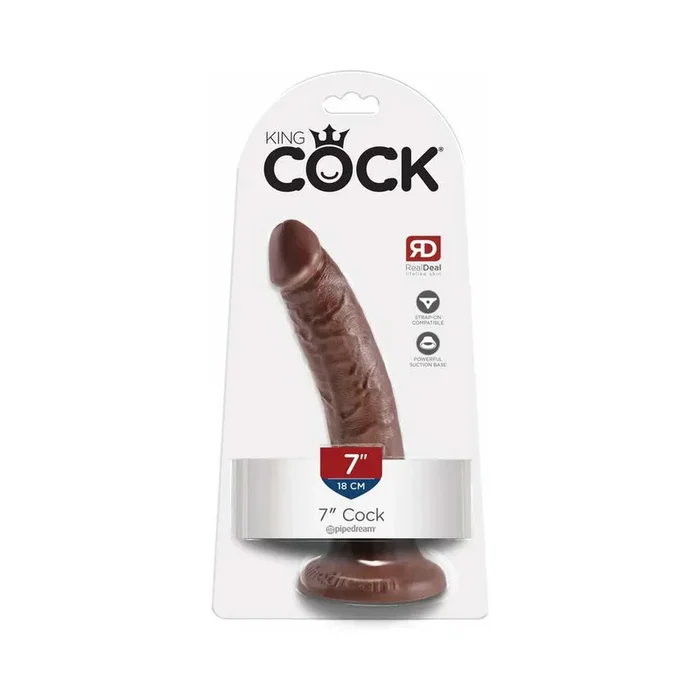 King Cock 7 in. Cock Realistic Dildo With Suction Cup Brown