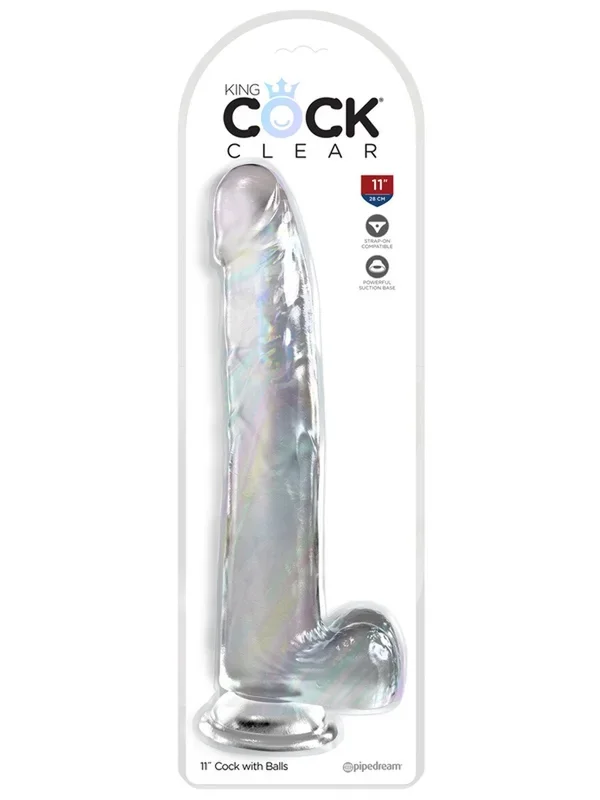 King Cock Clear 11 in. with balls – Clear
