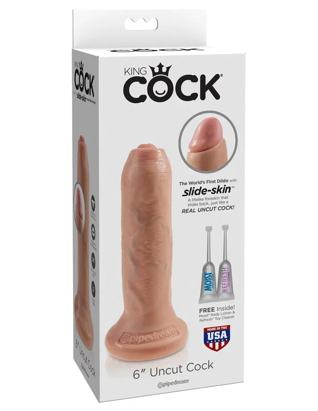 King Cock Uncut 6 inches Dildo – Realistic Foreskin & Suction Cup Base