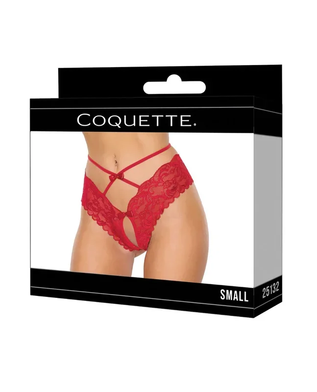 Lace Hipster Panty w/Bow Detail – Red SM