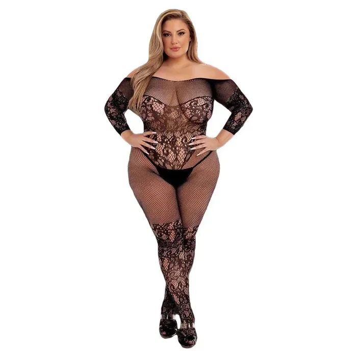 Lapdance Off-The-Shoulder Lace Bodystocking