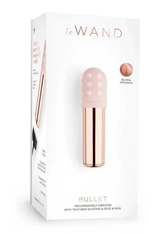 Le Wand Bullet Rechargeable Vibrator with Textured Silicone Sleeve and Ring