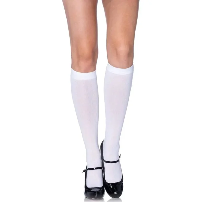 Leg Avenue Nylon Opaque Knee Highs – White