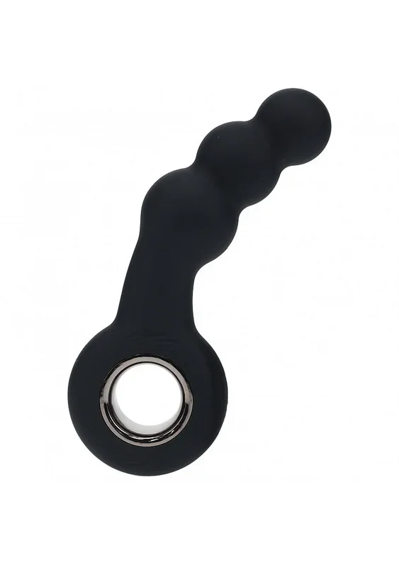 LEVELZ – Vibrating Beaded Silicone Prostate Massager with Loop – Black