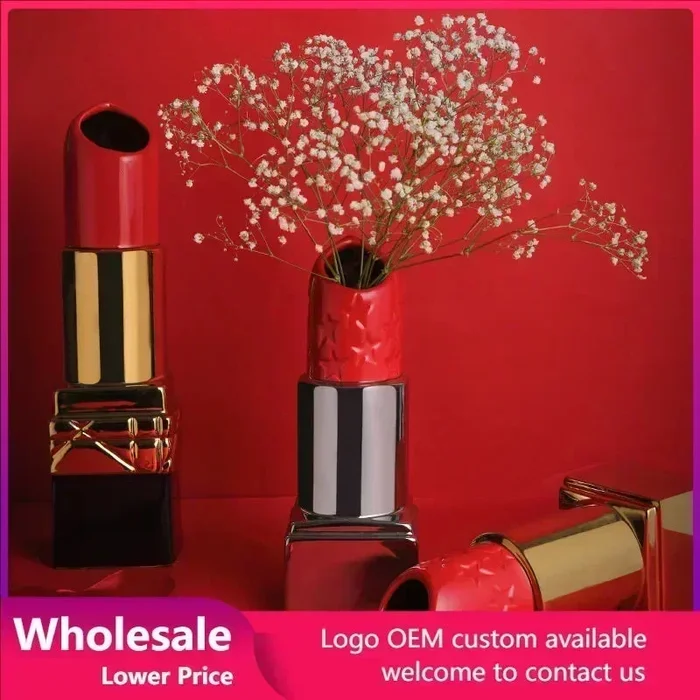 Lipstick Shape Ceramic Vase
