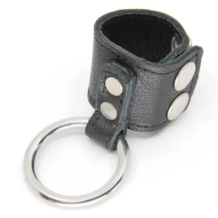 Love In Leather Metal Cock Ring With Ball Stretcher