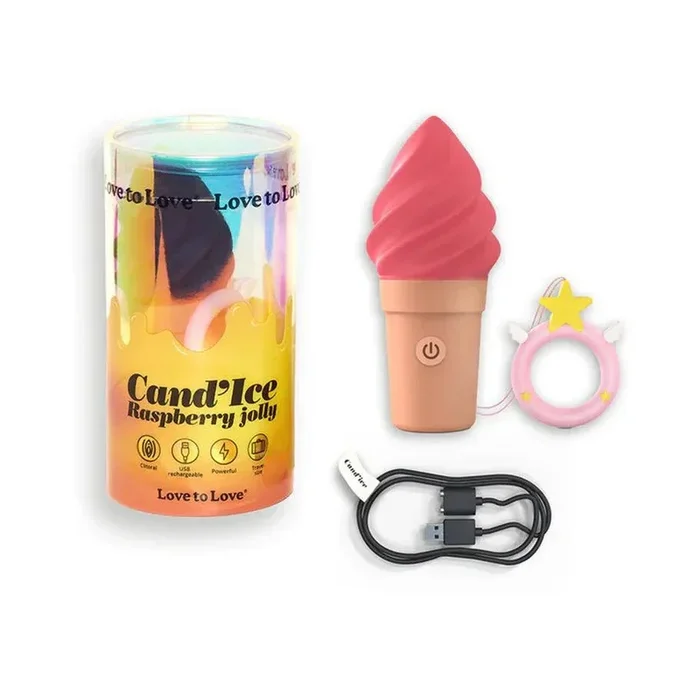 Love to Love Cand’Ice Raspberry Jolly Rechargeable Silicone Ice Cream Vibrator