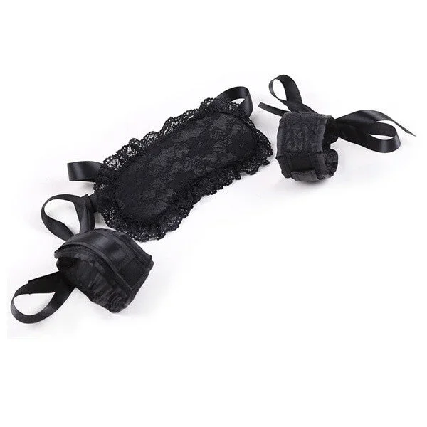 Lustrous Lace Wrist Cuffs & Blindfold