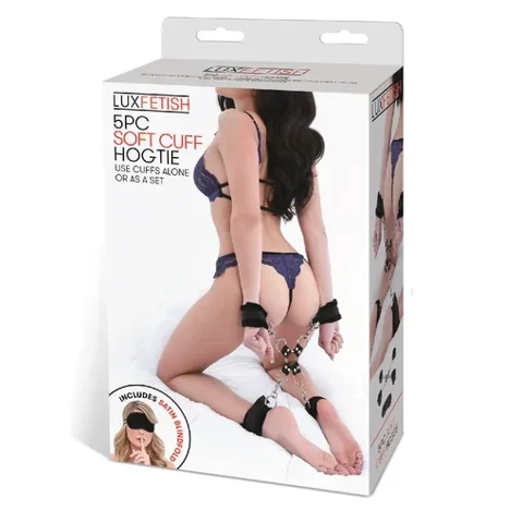 Lux Fetish 5 Piece Soft Cuff Hogtie & Free Satin Blindfold