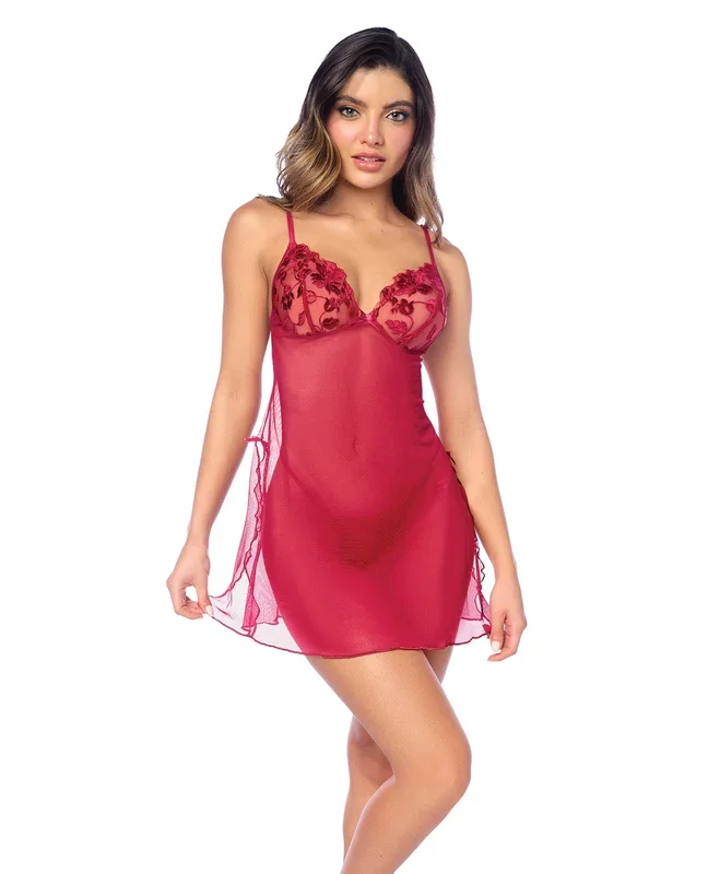 Luxe Babydoll w/Adjustable Straps & G-String – Red L/XL