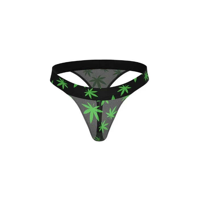 Male Power Hazy Dayz Micro Thong Blacklight Responsive Pot Leaf Print