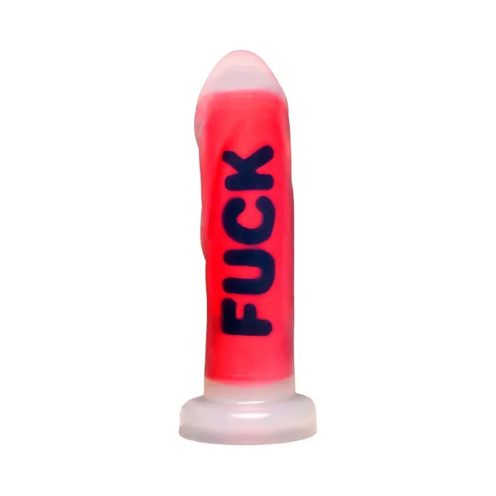 Master Series FUCK Print Silicone Girthy Harnessable Dildo With Suction Cup