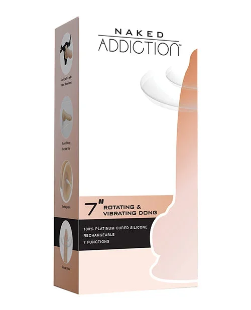 Naked Addiction 7″ Rotating & Vibrating Dong W/remote – Flesh