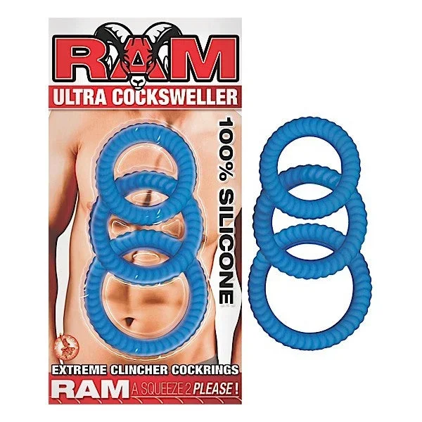 Nasstoys Ram Ultra Cocksweller 3 Pack Silicone Cock Rings Blue