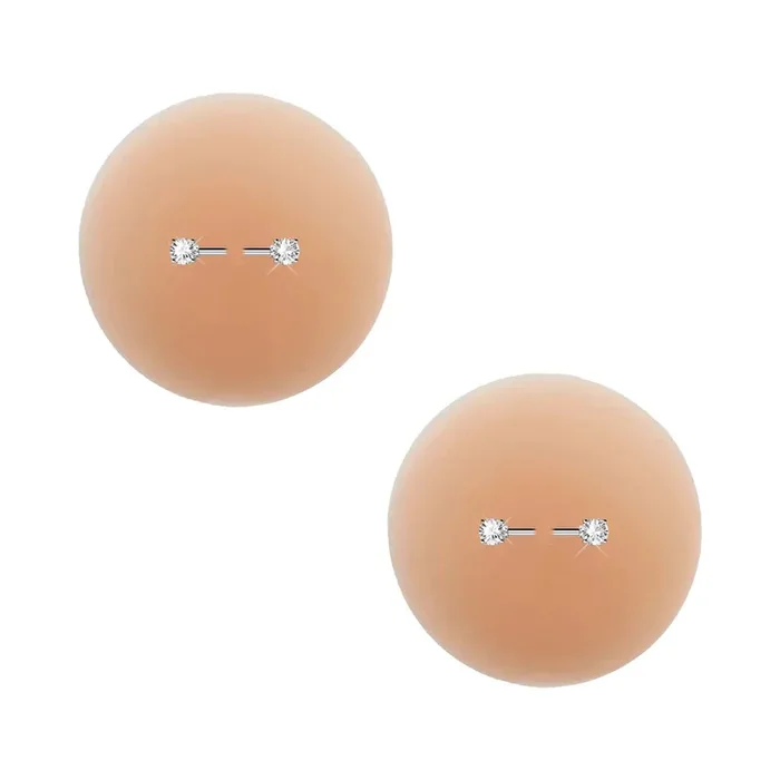Neva Nude Peek-A-Boo Piercing Bling Reusable Silicone Nipple Pasties