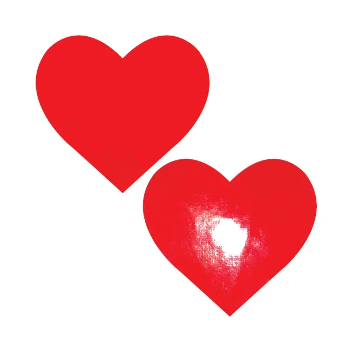 Neva Nude Vixen Queen Status Plus Size Fuller Bust Red Wet Vinyl Heart Nipple Pasties