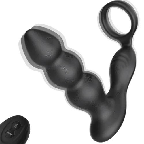 Olan 3 Progressive Beads Low Noise 10 Vibrating Prostate Massager Butt Plug with Cock Ring