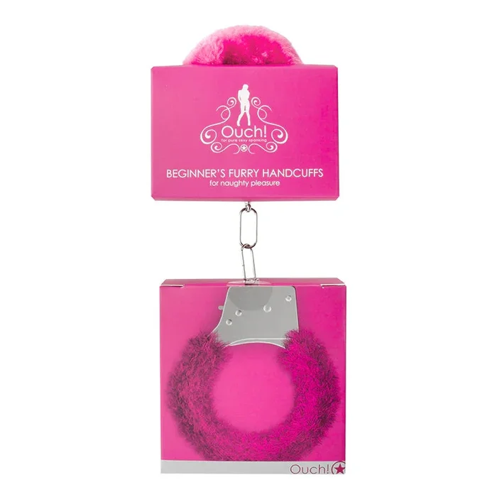 Ouch! Beginner’s Furry Handcuffs With Quick-Release Pink