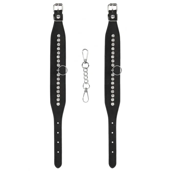 Ouch! Diamond Studded Faux Leather Ankle Cuffs