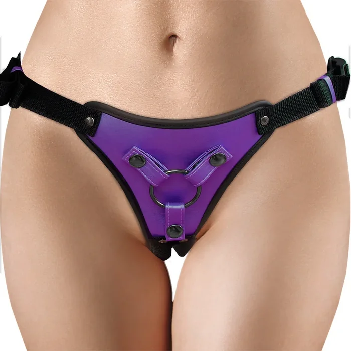 Ouch! Metallic Vegan Bonded Leather Strap-On Harness