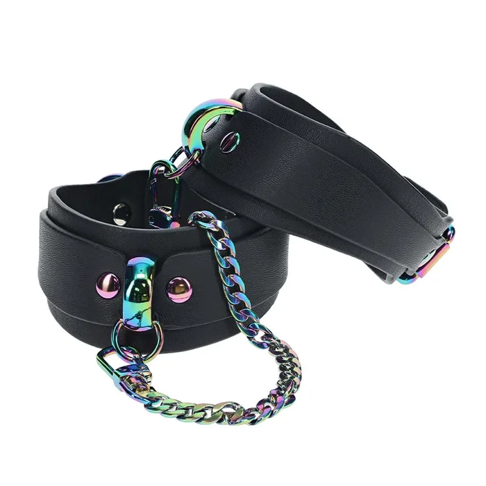 Ouch! Venice Faux Leather & Rainbow Neochrome Ankle Cuffs