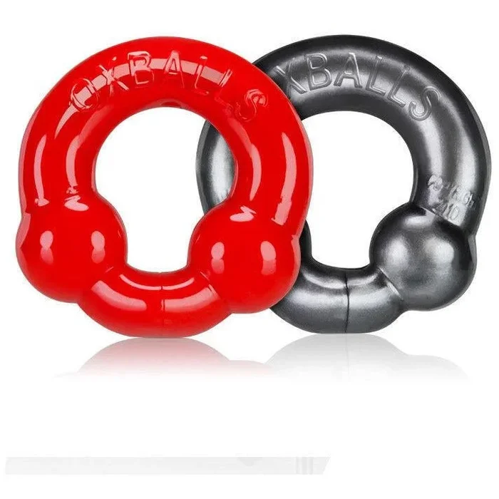 Oxballs Ultraballs 2-Piece Cockring Set – Grey & Red