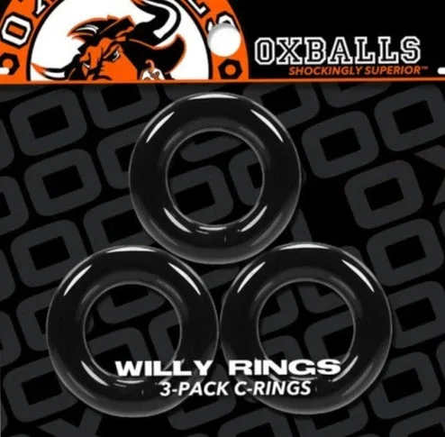 Oxballs WILLY RINGS 3 Pack Black Super Stretchy Cock Rings