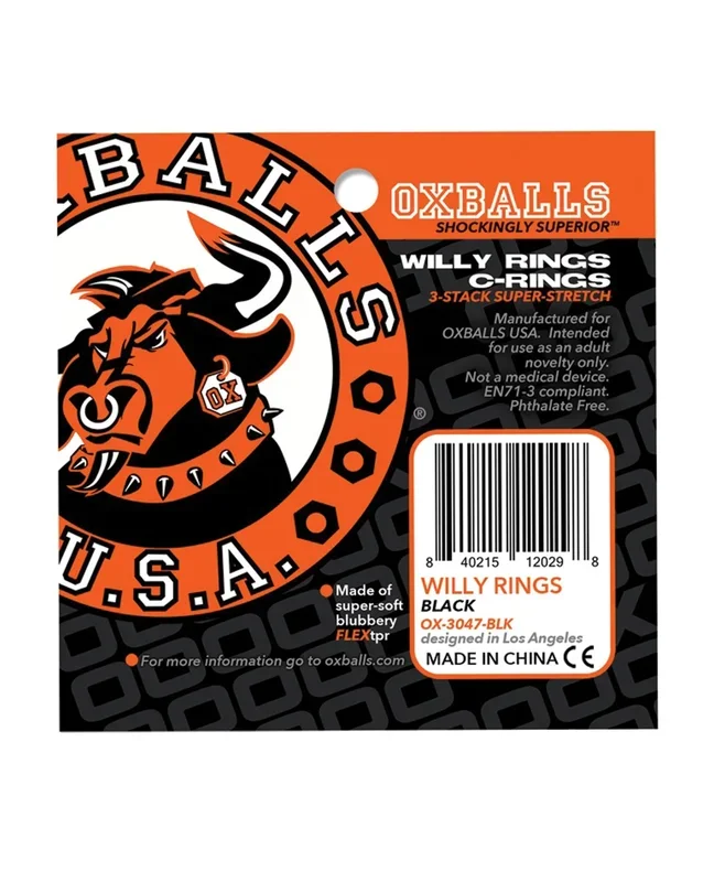 Oxballs Willy Rings – Black Pack of 3