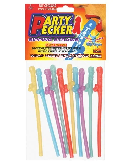 Party Pecker Straws – Asst. Colors Pack Of 10