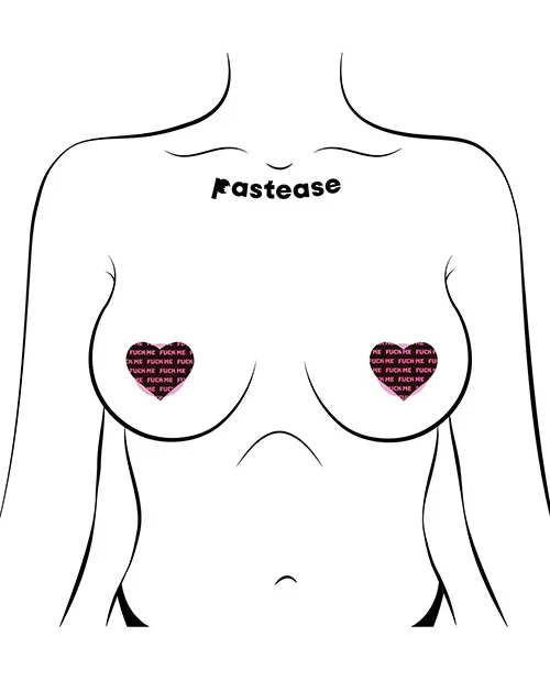 Pastease Petites Two Pair Fuck Me Hearts Black Pink One Size