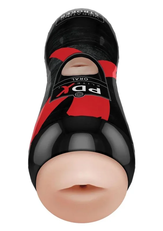 PDX Elite Vibrating Oral Masturbator with Bullet – Mouth – Vanilla/Black