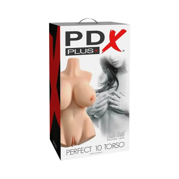 PDX Plus Perfect 10 Torso Dual Entry Masturbator Beige