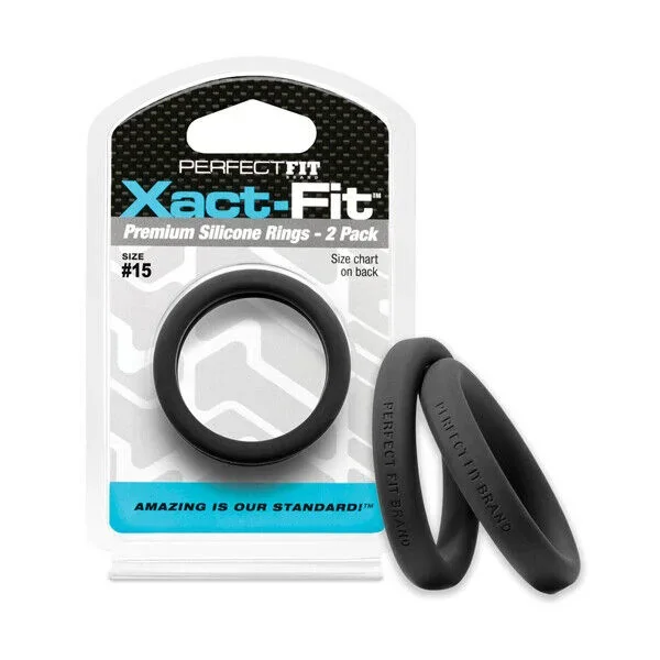 Perfect Fit Xact-Fit #15 2 Pack Black 1.5″ Male Cock Ring