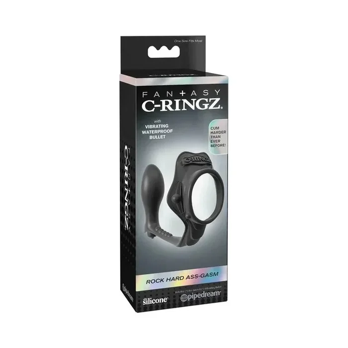 Pipedream Fantasy C-Ringz Rock Hard Ass-Gasm Vibrating Silicone Cockring With Anal Plug