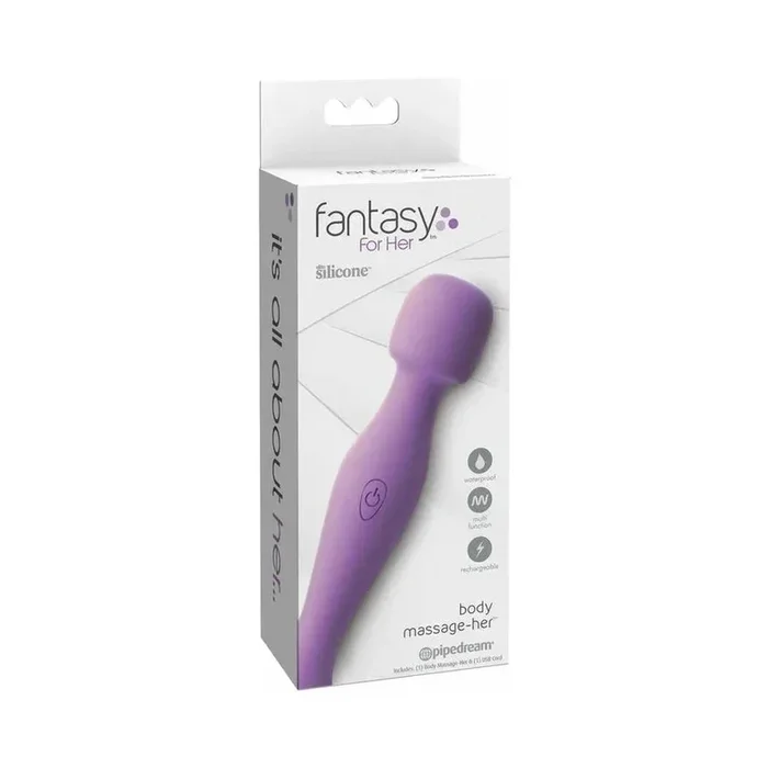 Pipedream Fantasy For Her Body Massage-Her Rechargeable Silicone Wand Vibrator – Your Personal Moment of Bliss