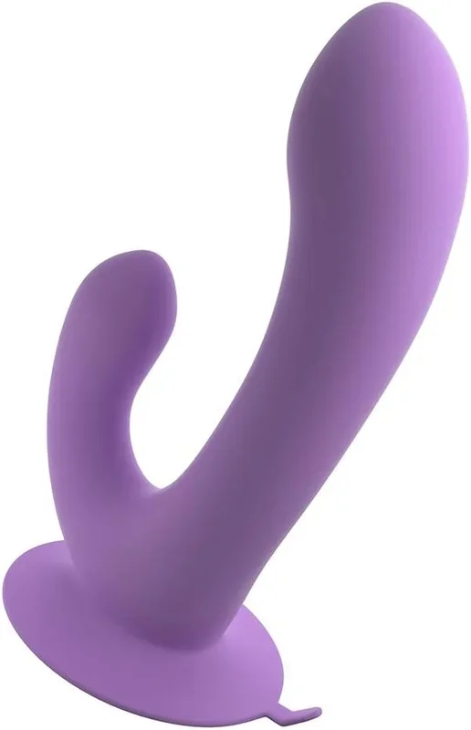 Pipedream Fantasy For Her Duo Pleasure Wallbang-Her Rechargeable Silicone Dual Stimulator With Suction Cup – Purple