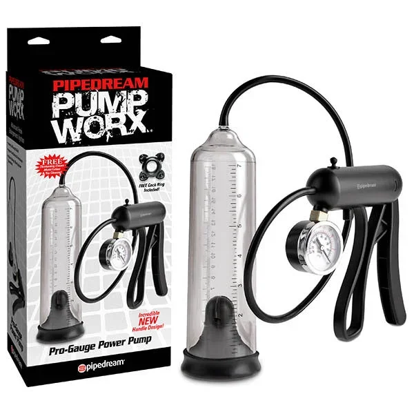 Pipedream Pump Worx Pro Gauge Power Penis Pump with Pressure Gauge 8.5 inch Clear