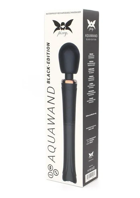 Pixey Aquawand Rechargeable Silicone Body Wand – Black Edition