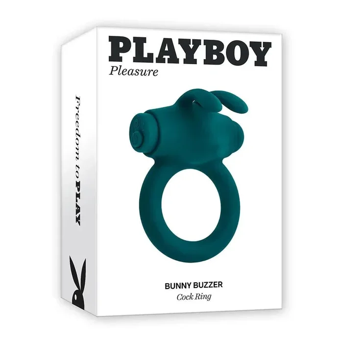 Playboy Bunny Buzzer Rechargeable Vibrating Silicone Cockring with Stimulator